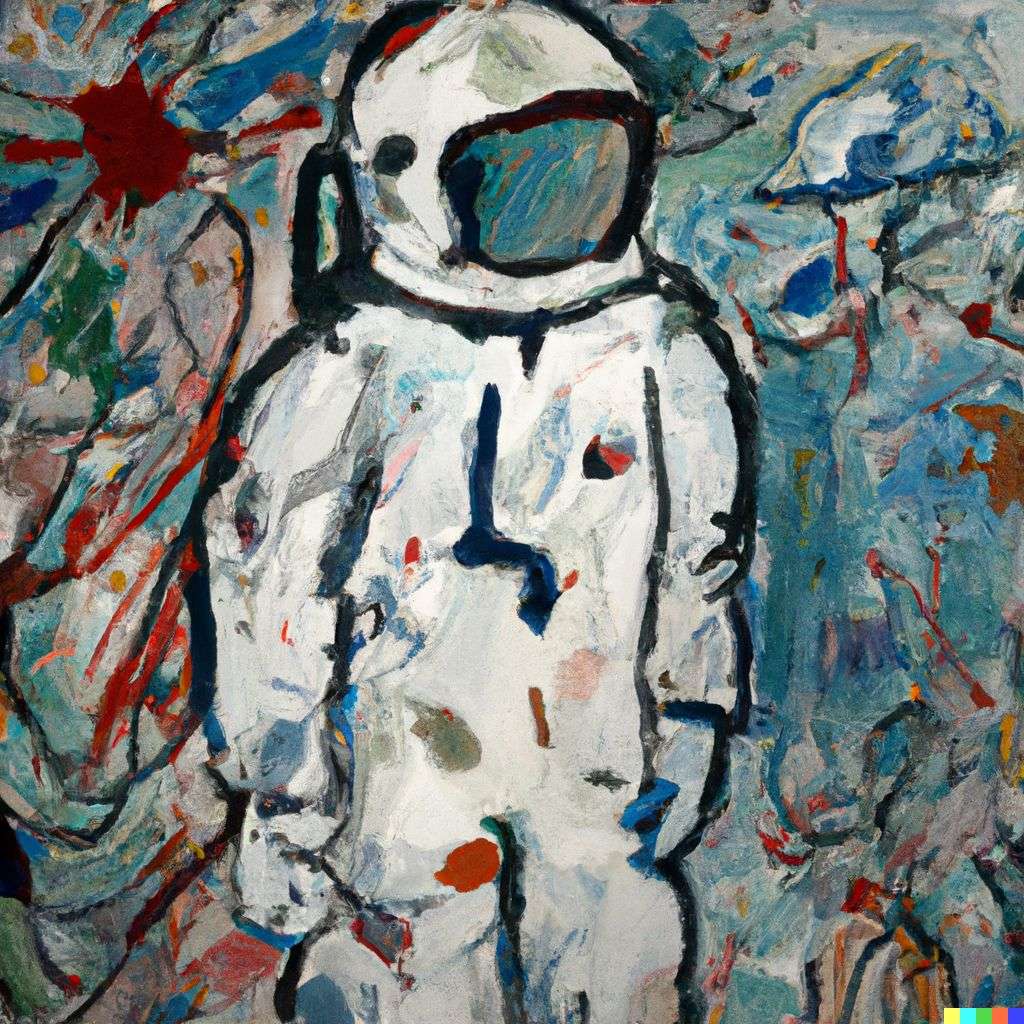 an astronaut, painting by Jackson Pollock